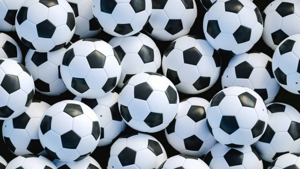 istock Many soccer balls for background or banner. 3d rendering 1399621309