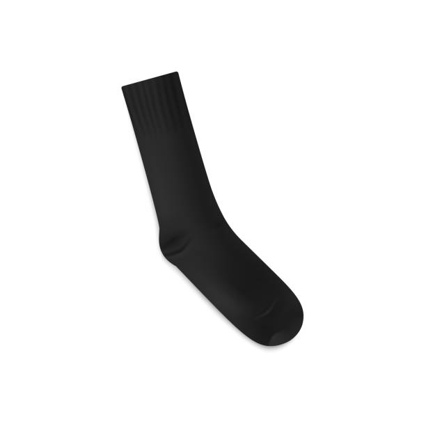 stockillustraties, clipart, cartoons en iconen met classic length black realistic sock template, vector illustration - lange sokken