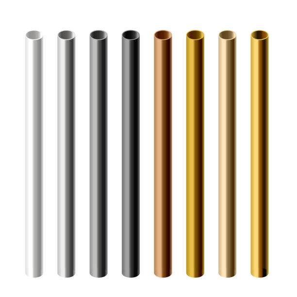 istock Pipes of steel and aluminum, brass realistic vector illustration isolated. 1399623554