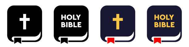 ilustrações de stock, clip art, desenhos animados e ícones de holy bible various vector icons. set isolated on white - bible