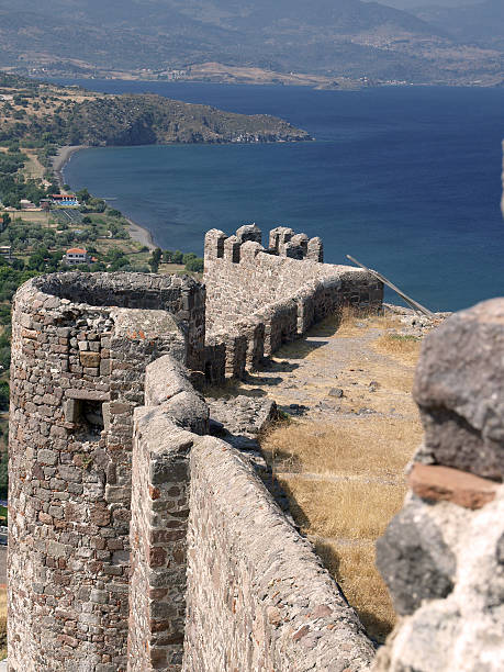 old city wall Molivos/Mithymna( (island Lesvos) stock photo