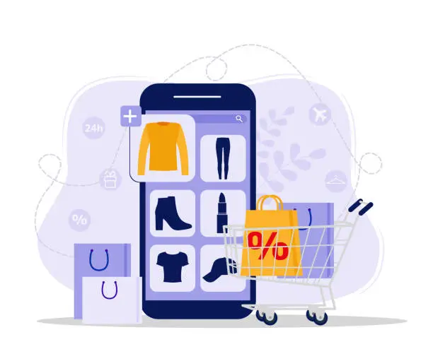 Vector illustration of Online shopping concept illustration, web templates, flat design vector poster