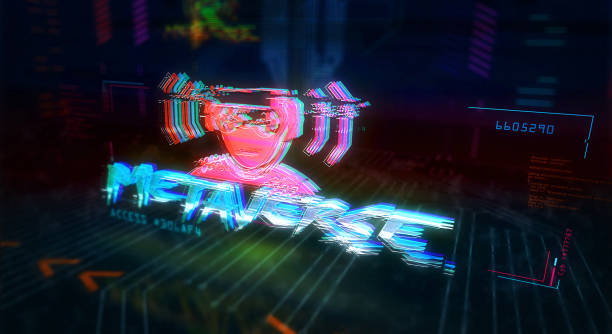istock Cyberpunk city style intro with Metaverse theme 3d illustration 1399624862