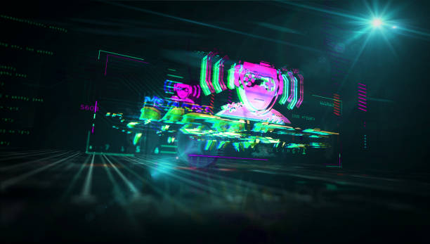 istock Cyberpunk city style intro with Metaverse theme 3d illustration 1399625061