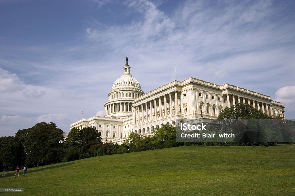 capitol building capitol building with green grass and cloudy sky as copy space Independence - Concept Stock Photo