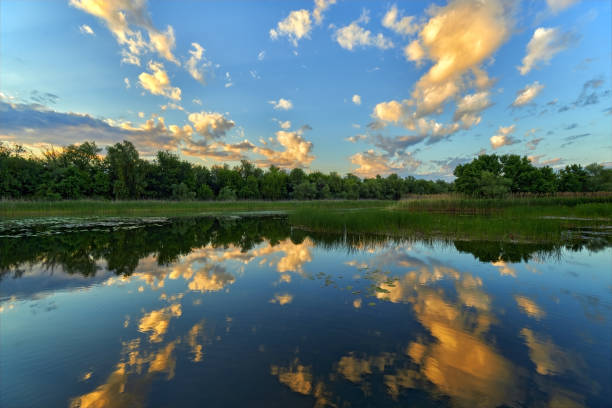 istock Scenic view of a wild lake on a summer evening 1399634908