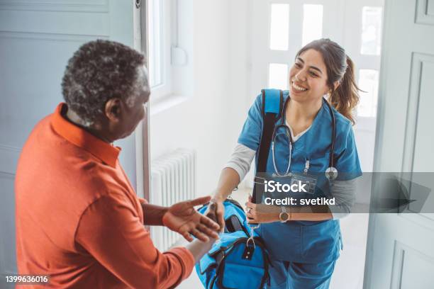 Home Care For Old People Stock Photo - Download Image Now - Nurse, Healthcare And Medicine, Domestic Life