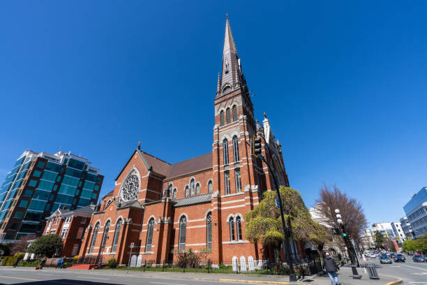 Victoria, BC, Canada - April 14 2021 : St. Andrew's Cathedral. A Roman Catholic cathedral for the diocese of Victoria in British Columbia, Canada.