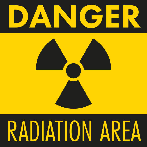 bildbanksillustrationer, clip art samt tecknat material och ikoner med danger, radiation area yellow sign. flat vector illustration - nuclear monitoring