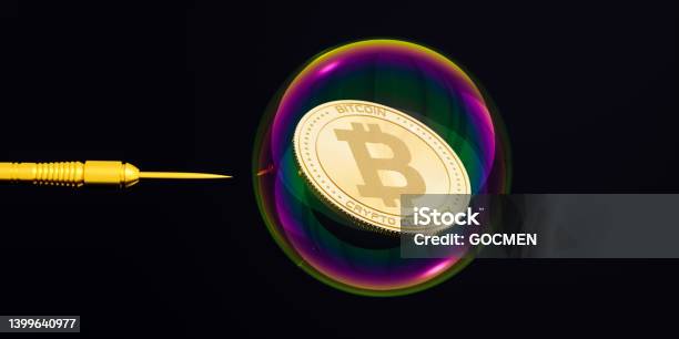 Concept Of Bitcoin Bubble And Speculation Risks And Dangers Of Investing To Bitcoin Financial Bubble Stock Photo - Download Image Now