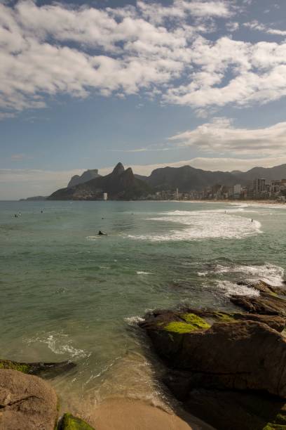 istock Rio de Janeiro, Brazil. Leblon beach and Two Brothers hill from Arpoador. 1399643227