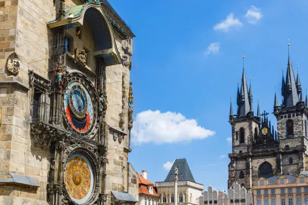 Photo of Prague old town square and astronomical clock, Czech Republic