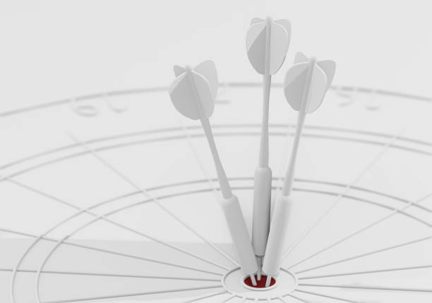 istock 3D rendered darts hitting the bull's eye. High accuracy concept. 1399649175