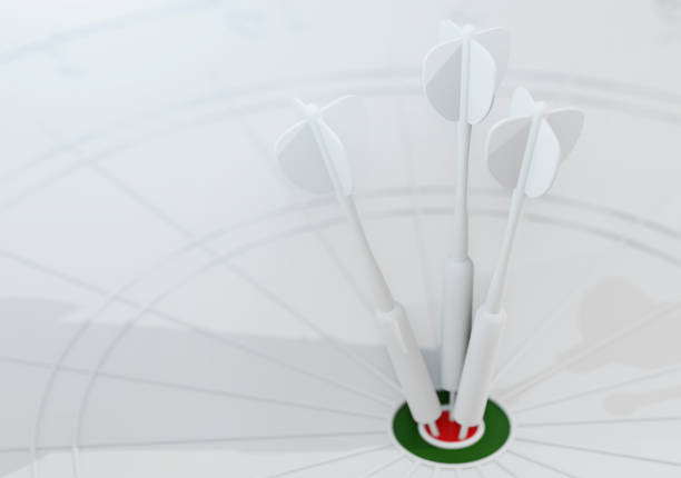 istock 3D rendered darts hitting the bull's eye. High accuracy concept. 1399649178