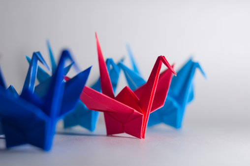 A group of origami birds