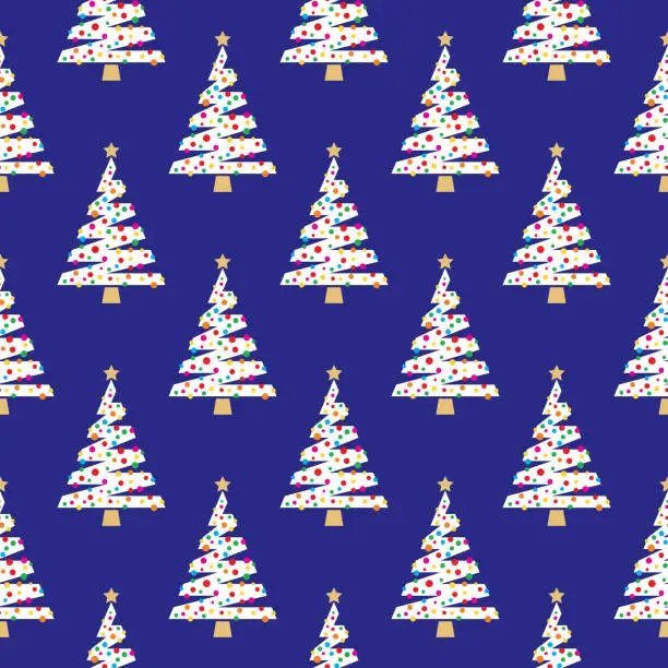 Vector illustration of Cute Christmas Trees Seamless Pattern