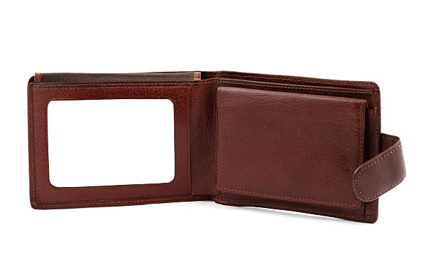 istock Brown leather wallet with a window for ID card 139965375