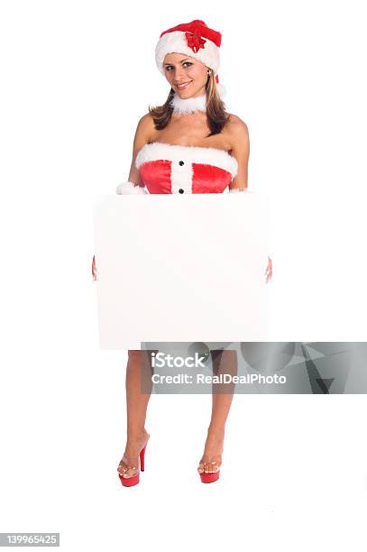 Mrs Santa Blank Sign Stock Photo - Download Image Now - Adult, Beautiful People, Beauty