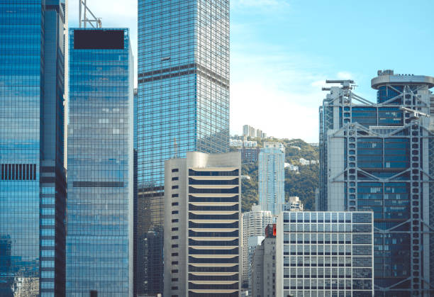 Office buildings and apartments in the city.