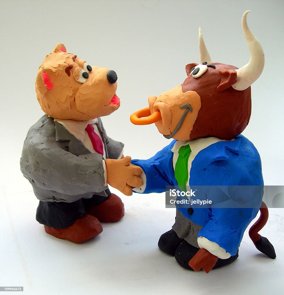 "Bull and Bear Schuss ein Angebot!" - Lizenzfrei Abmachung Stock-Foto