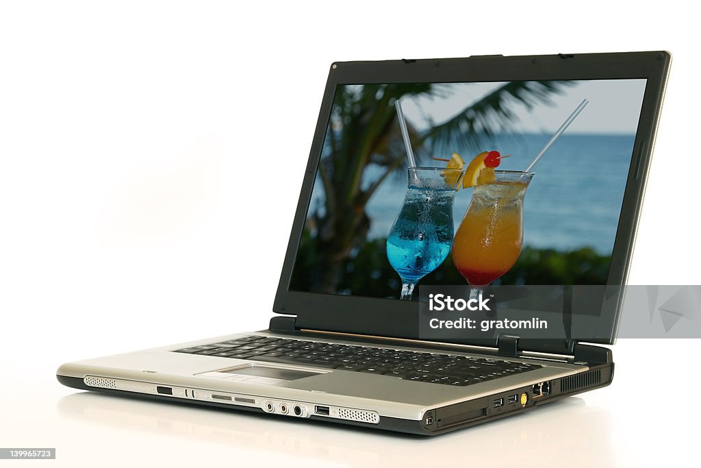 laptop com foto e Traçado de Recorte - Foto de stock de Aberto royalty-free