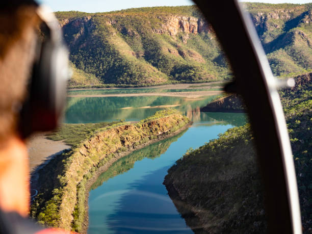 View of river from helicopter