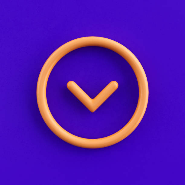 istock 3d icon circle ctrl down, outline yellow arrow icon, direction symbol, 3d rendering 1399662383