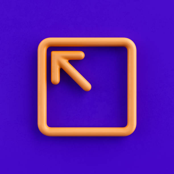 istock 3d icon box arrow top left, outline yellow arrow icon, direction symbol, 3d rendering 1399662512
