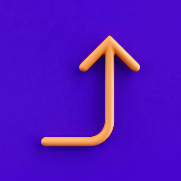 istock 3d icon corner up round, outline yellow arrow icon, direction symbol, 3d rendering 1399663196