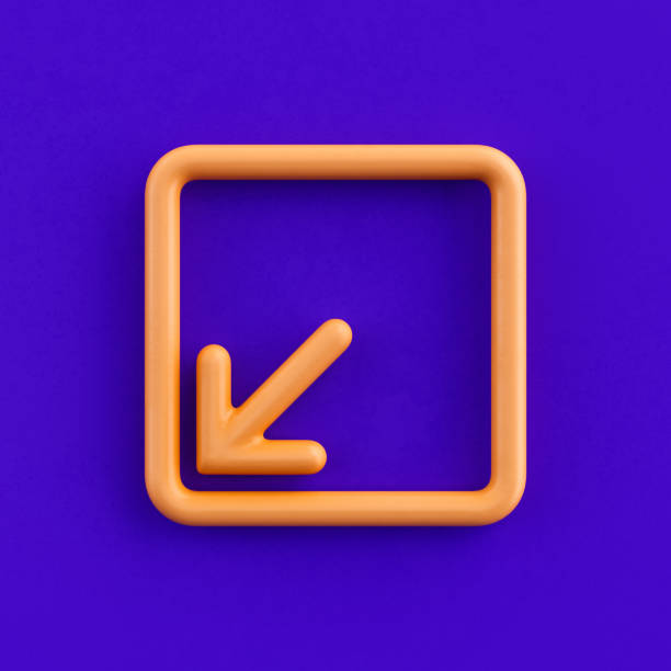 istock 3d icon box arrow bottom left, outline yellow arrow icon, direction symbol, 3d rendering 1399663322