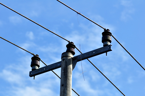 Electric cables and poles in residential in Indonesia