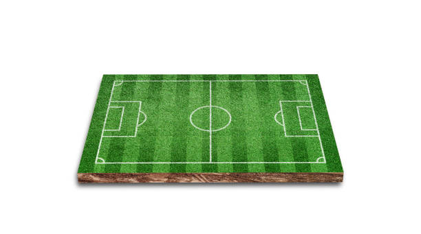 istock 3D Rendering. Green grass soccer field isolated on white background. 1399672418