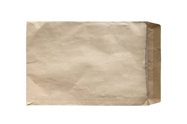 istock Open brown paper envelope isolated on white background. Object with clipping path 1399675494