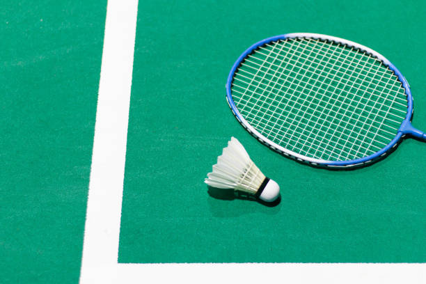 istock badminton balls and badminton rackets Shuttlecock in green 1399689188