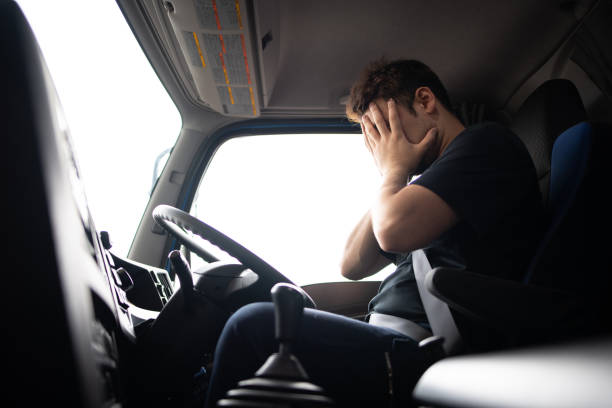 istock Male truck driver is crying 1399689399
