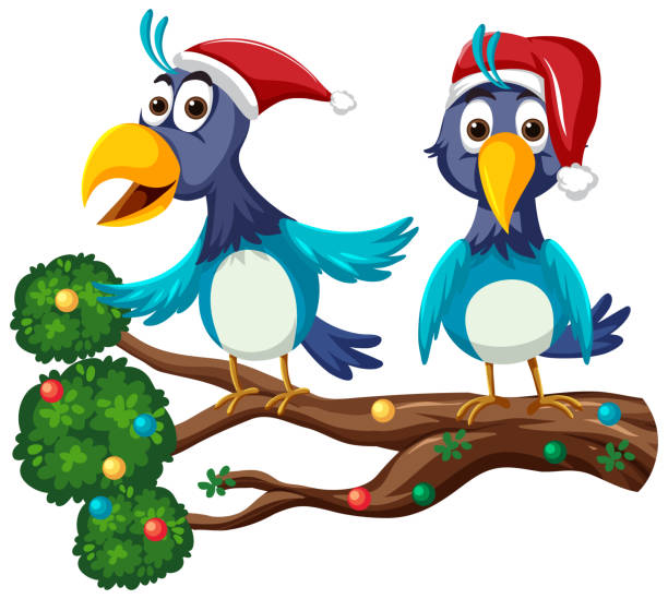 istock Blue bird wearing christmas hat cartoon character 1399694602