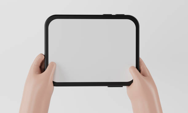 istock 3d rendering of hand and tablet. 1399695509