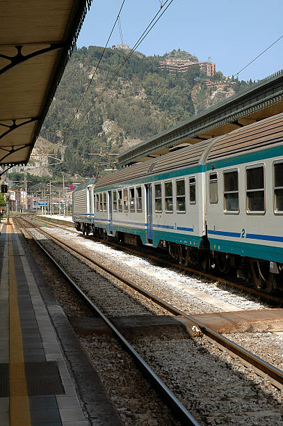 Train and Station In Taormina, Sicily stock photo