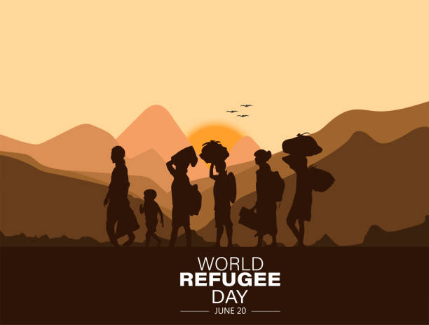 ilustraciones, imágenes clip art, dibujos animados e iconos de stock de día mundial de los refugiados - displaced persons camp illustrations