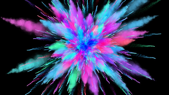 Color powder explosion on black background