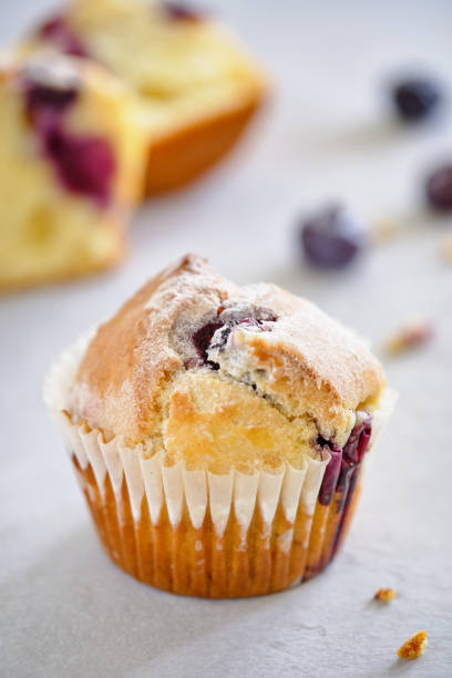 Blueberry muffins made in a German patisserie.