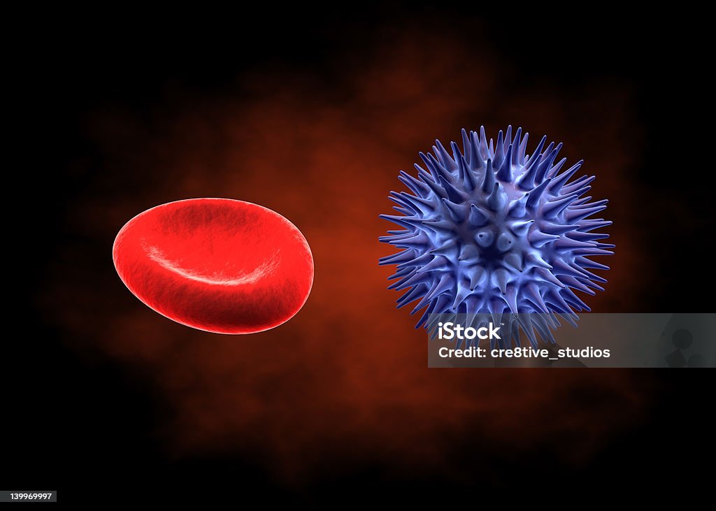 赤血球、細菌 - とげのあるのロイヤリティフリーストックフォト
