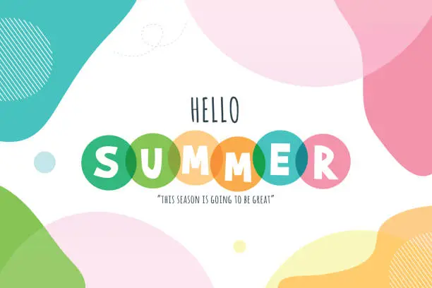 Vector illustration of Hello Summer lettering vector stock illustration