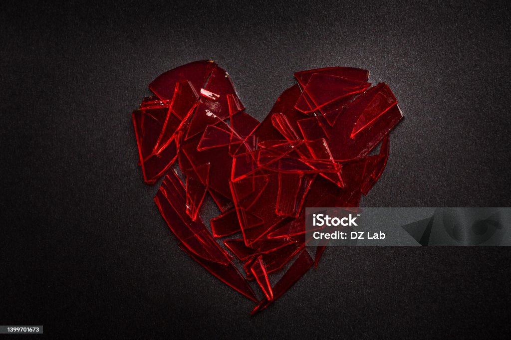 broken glass with drawn heart broken glass with drawn heart. High quality photo Heart Shape Stock Photo