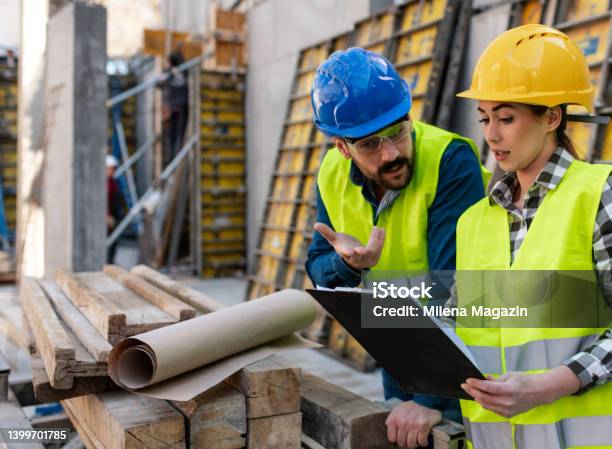 Newbie Engineers On Their First Day At Construction Site Stock Photo - Download Image Now