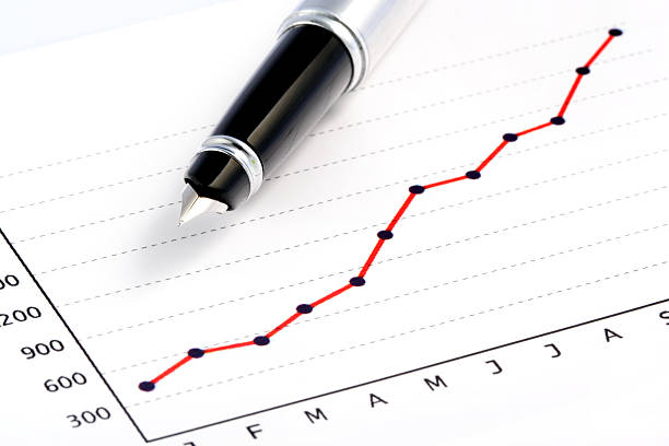 istock Chart depicting growth with a black pen on top 139970204