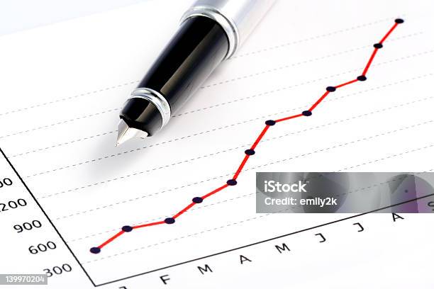 Pióro Na Pozytywnych Zdobywanie Wykres - zdjęcia stockowe i więcej obrazów Analizować - Analizować, Artykuł biurowy, Biuro