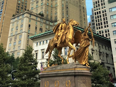 General William Tecumseh Sherman Memorial image. The monument is located in Grand Army Plaza on the corner of Central Park, NYC.