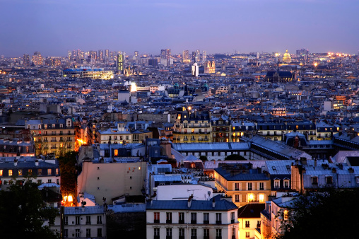 Early evening in Paris - a view from stairs at Basilica Sacre Ceur, Monmartre