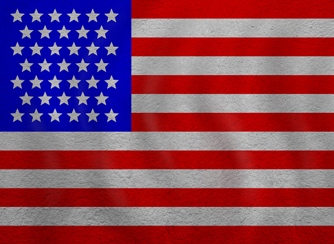 Image of the US Flag and the words \